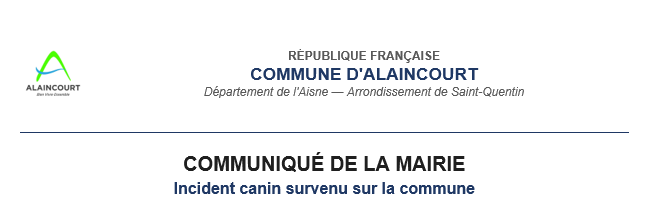 Communiqué : Incident canin